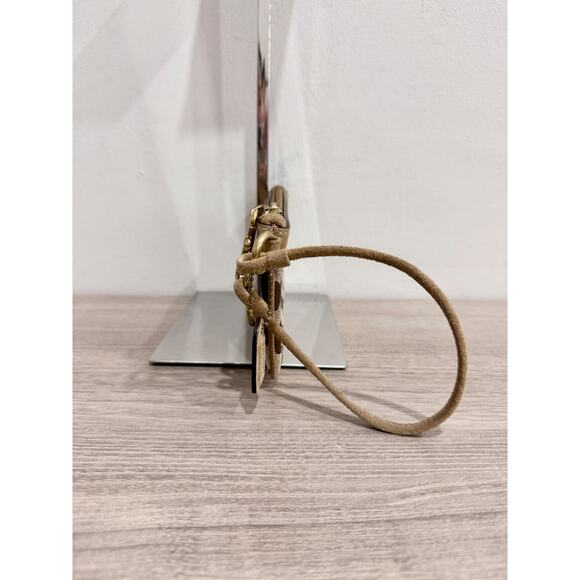 Coach Small Canvas Monogram C Logo Wristlet Pouch Wallet Beige/Tan - Picture 3 of 7